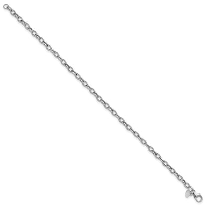 14K White Gold Polished Fancy Flat Cable Link Chain Bracelet