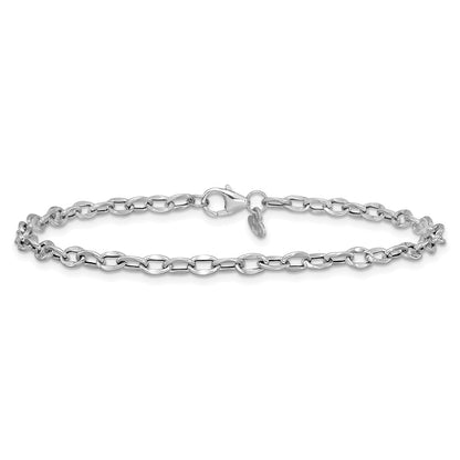14K White Gold Polished Fancy Flat Cable Link Chain Bracelet