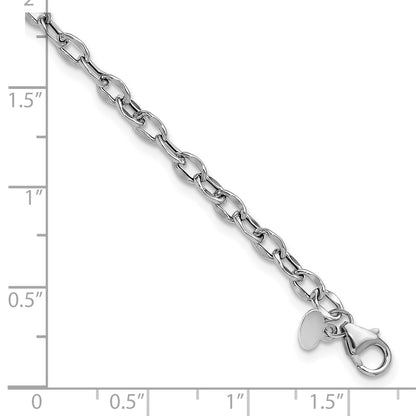 14K White Gold Polished Fancy Flat Cable Link Chain Bracelet