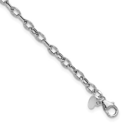 14K White Gold Polished Fancy Flat Cable Link Chain Bracelet