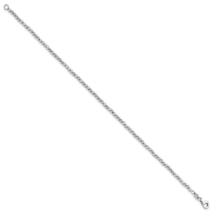 7.5 Inch 14K White Gold D/C Beaded Bracelet