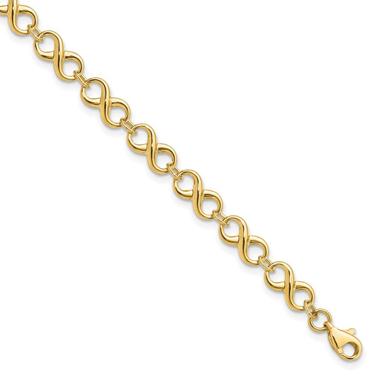 7 Inch 14K Polished Infinity Bracelet