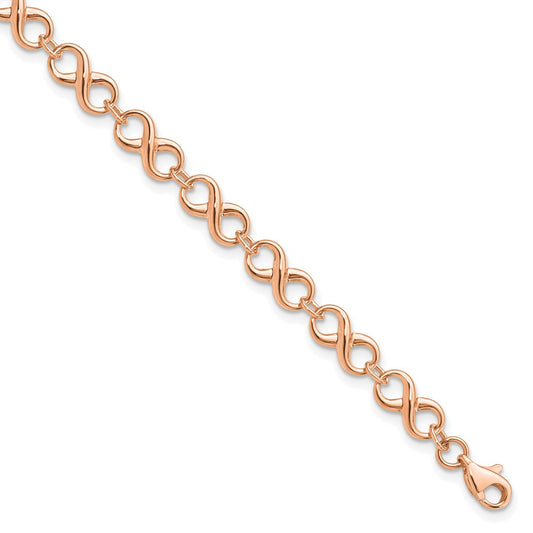 14K Rose Gold Polished Infinity Bracelet
