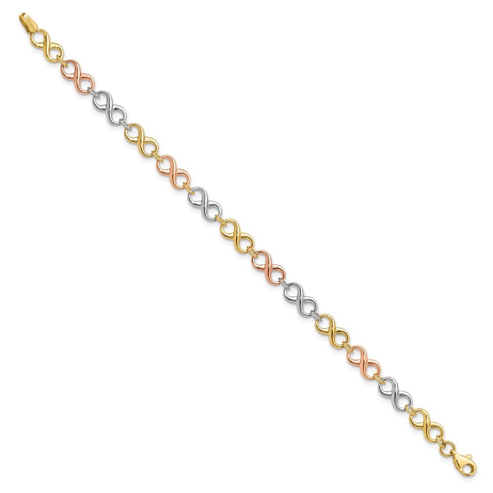 14K Tri Color Polished Infinity Bracelet