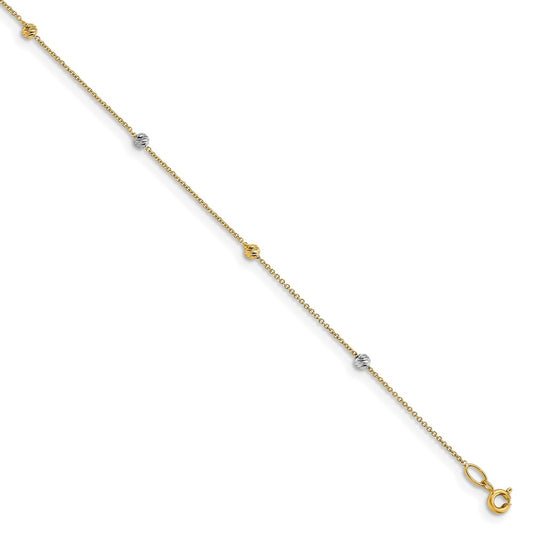 14K Two-Tone Polished D/C With 1In Ext. Anklet