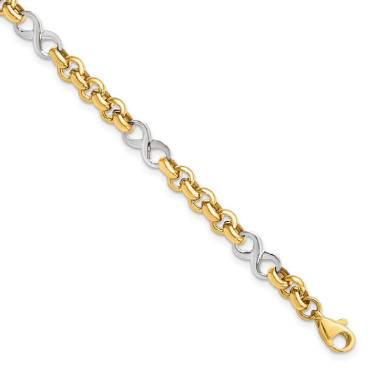 7.5 Inch 14K Two-Tone Polished Infinity Bracelet