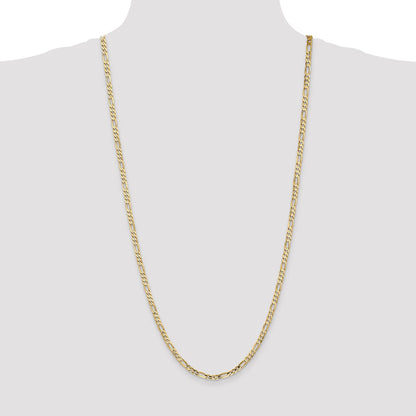 14K Yellow Gold 4mm Concave Open Figaro With Lobster Clasp Chain Necklace
