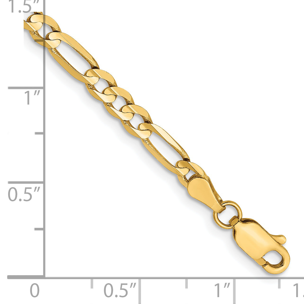14K Yellow Gold 4mm Concave Open Figaro With Lobster Clasp Chain Bracelet