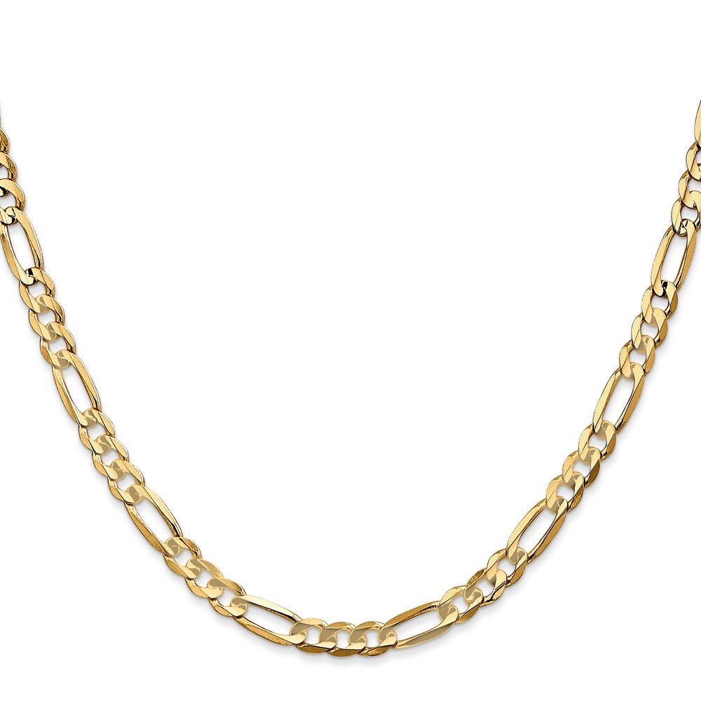 14K Yellow Gold 4.5mm Concave Open Figaro With Lobster Clasp Chain Necklace