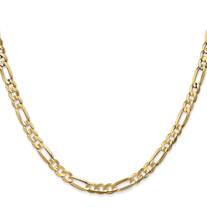 14K Yellow Gold 4.5mm Concave Open Figaro With Lobster Clasp Chain Necklace