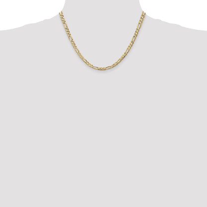 14K Yellow Gold 4.5mm Concave Open Figaro With Lobster Clasp Chain Necklace