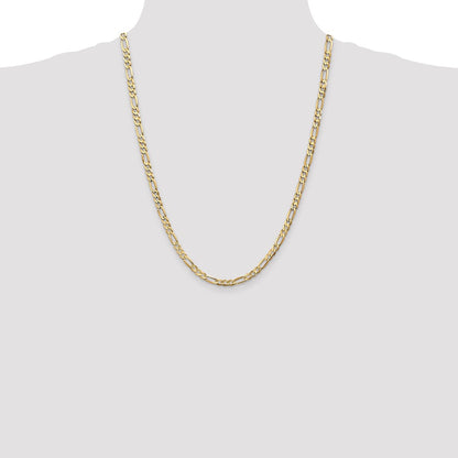 14K Yellow Gold 4.5mm Concave Open Figaro With Lobster Clasp Chain Necklace