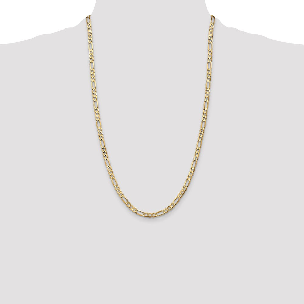 14K Yellow Gold 4.5mm Concave Open Figaro With Lobster Clasp Chain Necklace