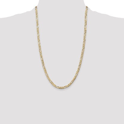 14K Yellow Gold 4.5mm Concave Open Figaro With Lobster Clasp Chain Necklace