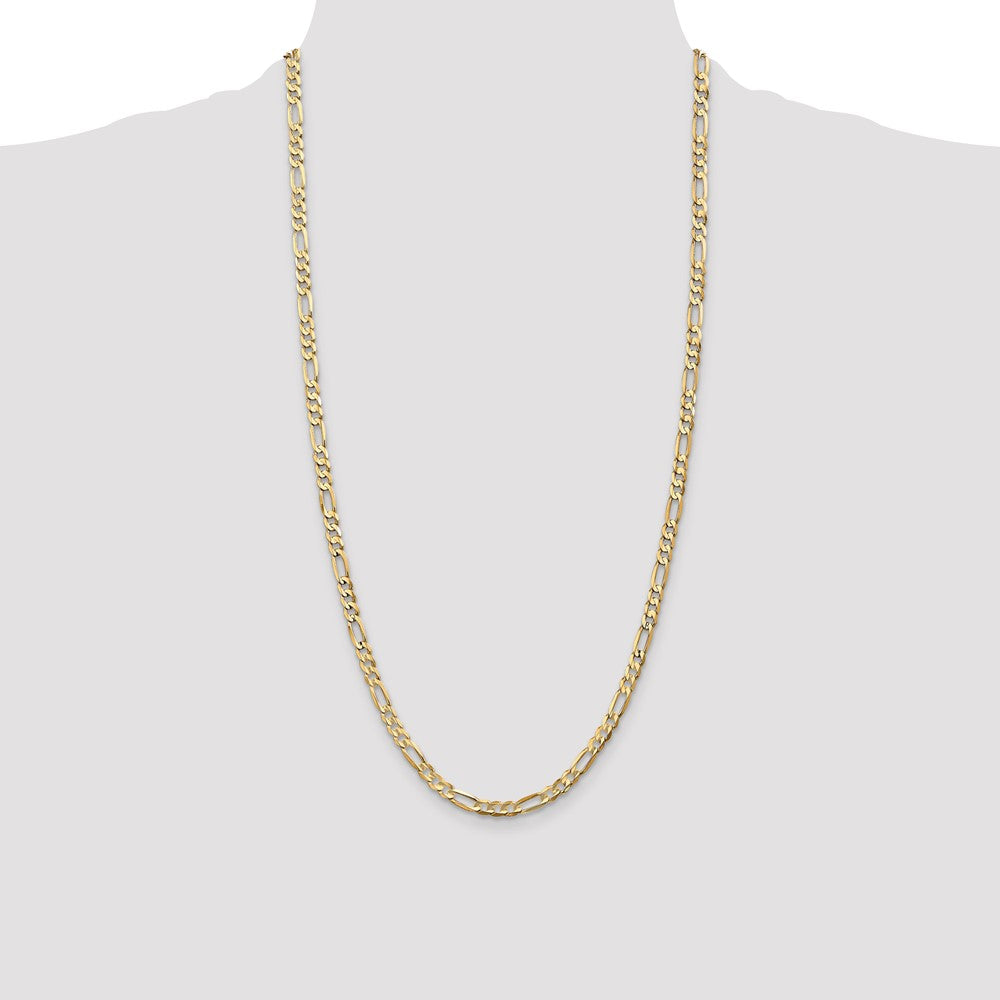 14K Yellow Gold 4.5mm Concave Open Figaro With Lobster Clasp Chain Necklace