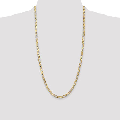 14K Yellow Gold 4.5mm Concave Open Figaro With Lobster Clasp Chain Necklace