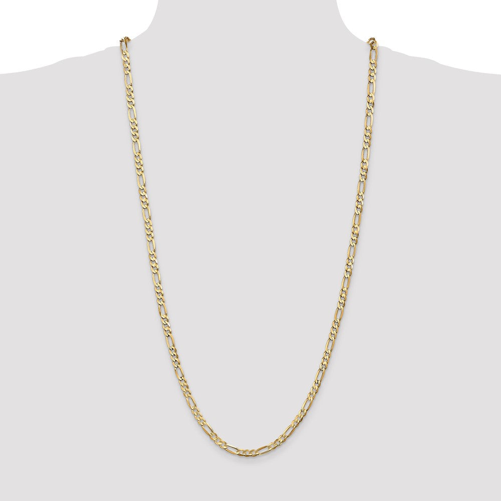 14K Yellow Gold 4.5mm Concave Open Figaro With Lobster Clasp Chain Necklace