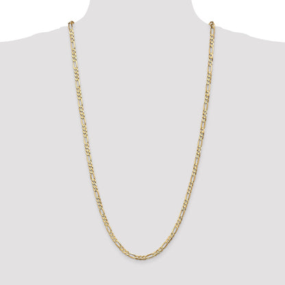 14K Yellow Gold 4.5mm Concave Open Figaro With Lobster Clasp Chain Necklace
