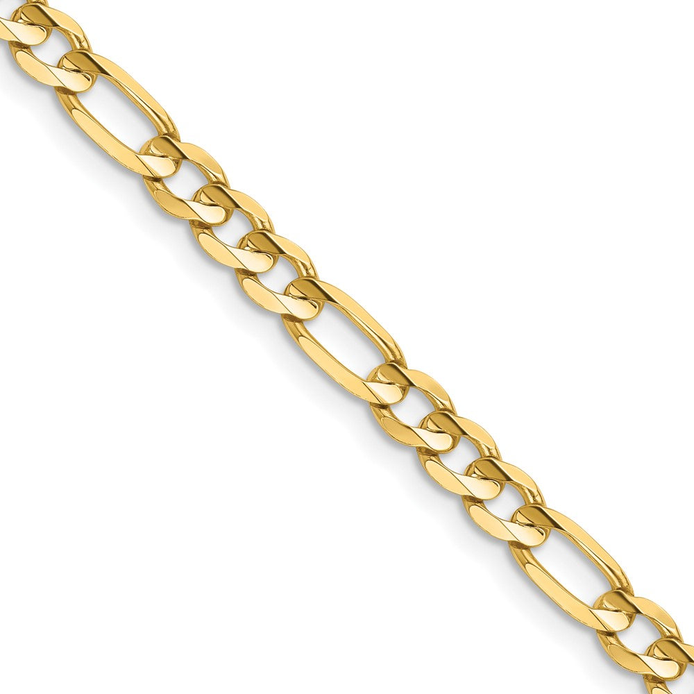 14K Yellow Gold 4.5mm Concave Open Figaro With Lobster Clasp Chain Necklace