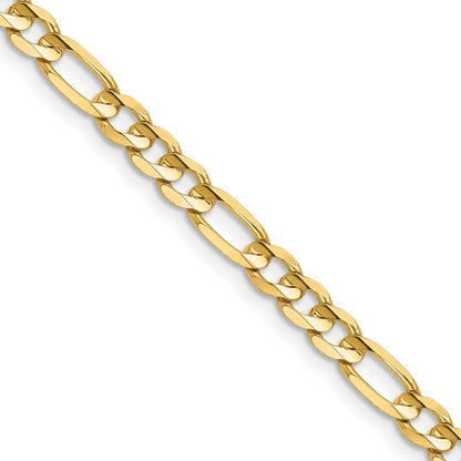 14K Yellow Gold 4.5mm Concave Open Figaro With Lobster Clasp Chain Necklace