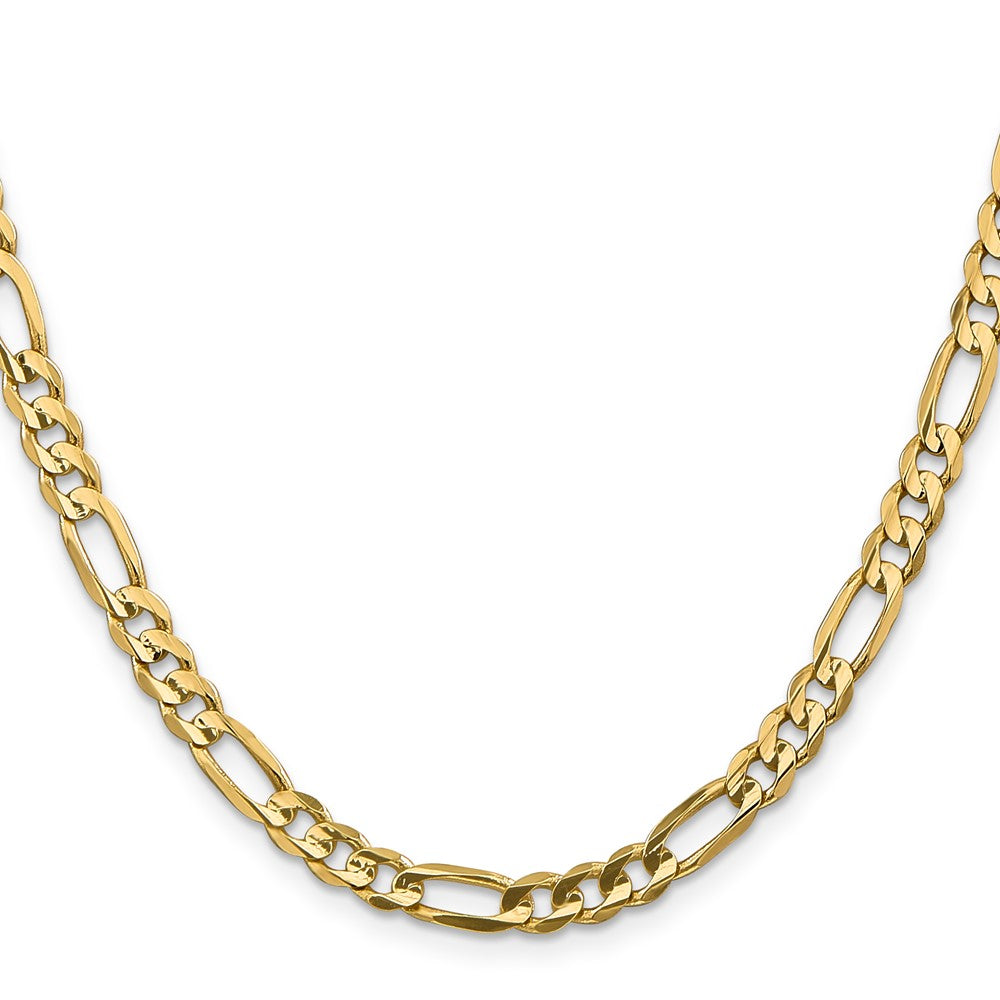 14K Yellow Gold 5.5mm Concave Open Figaro With Lobster Clasp Chain Necklace