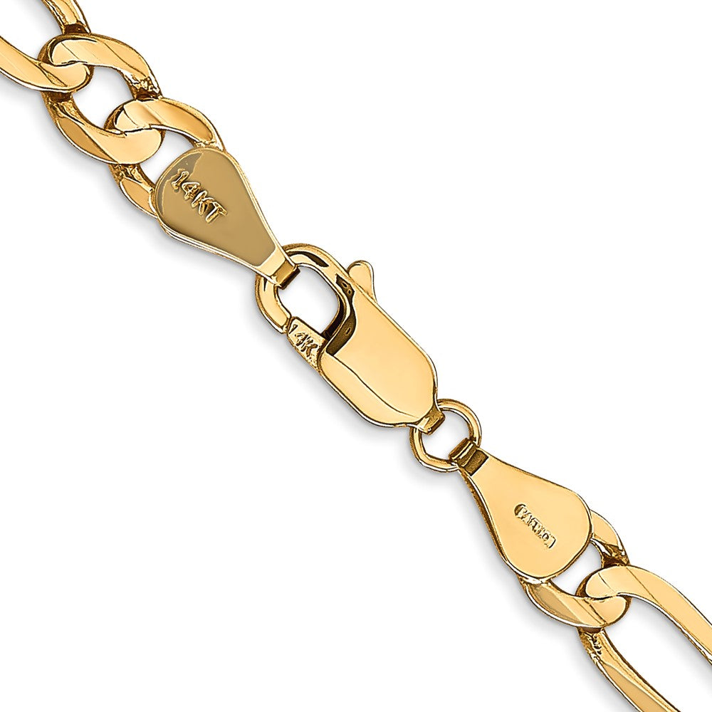 14K Yellow Gold 5.5mm Concave Open Figaro With Lobster Clasp Chain Necklace