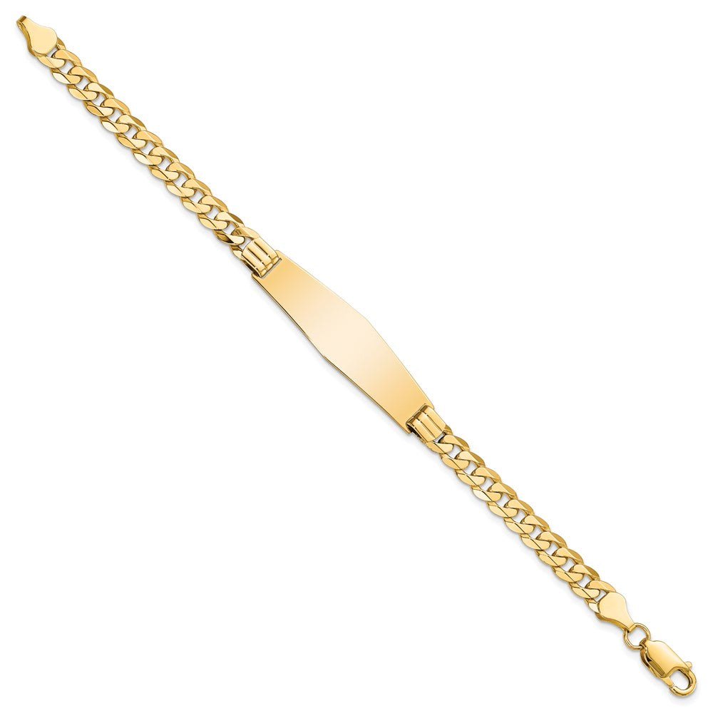 8 Inch 14K Curb Link Soft Diamond Shape Id Bracelet