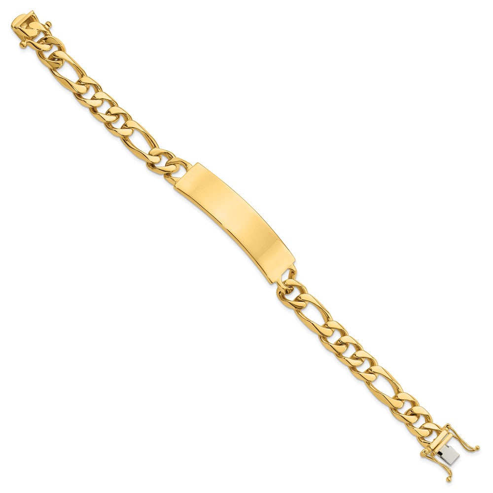 14K Yellow Gold Polished Solid Chain/Solid Plate Figaro Link 47X12mm 8 Inch Id Bracelet