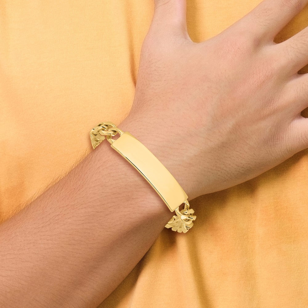 14K Yellow Gold Polished Solid Chain/Solid Plate Figaro Link 47X12mm 8 Inch Id Bracelet