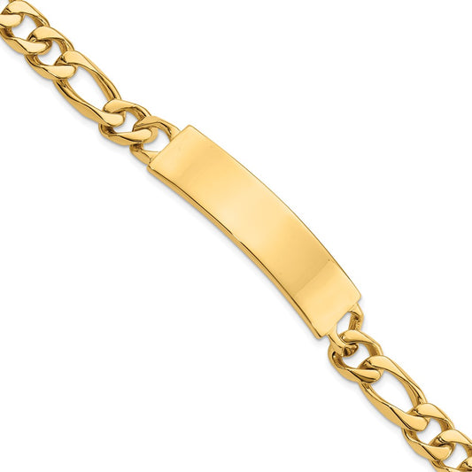 14K Yellow Gold Polished Solid Chain/Solid Plate Figaro Link 47X12mm 8 Inch Id Bracelet
