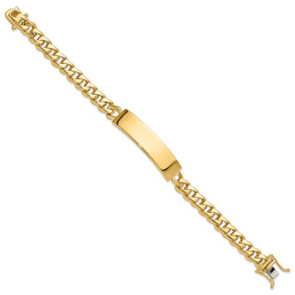 14K Yellow Gold Hand Polished Solid Chain/Solid Plate Curb Link 44X12mm 8 Inch Id Bracelet