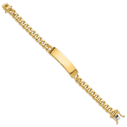 14K Yellow Gold Hand Polished Solid Chain/Solid Plate Curb Link 44X12mm 8 Inch Id Bracelet