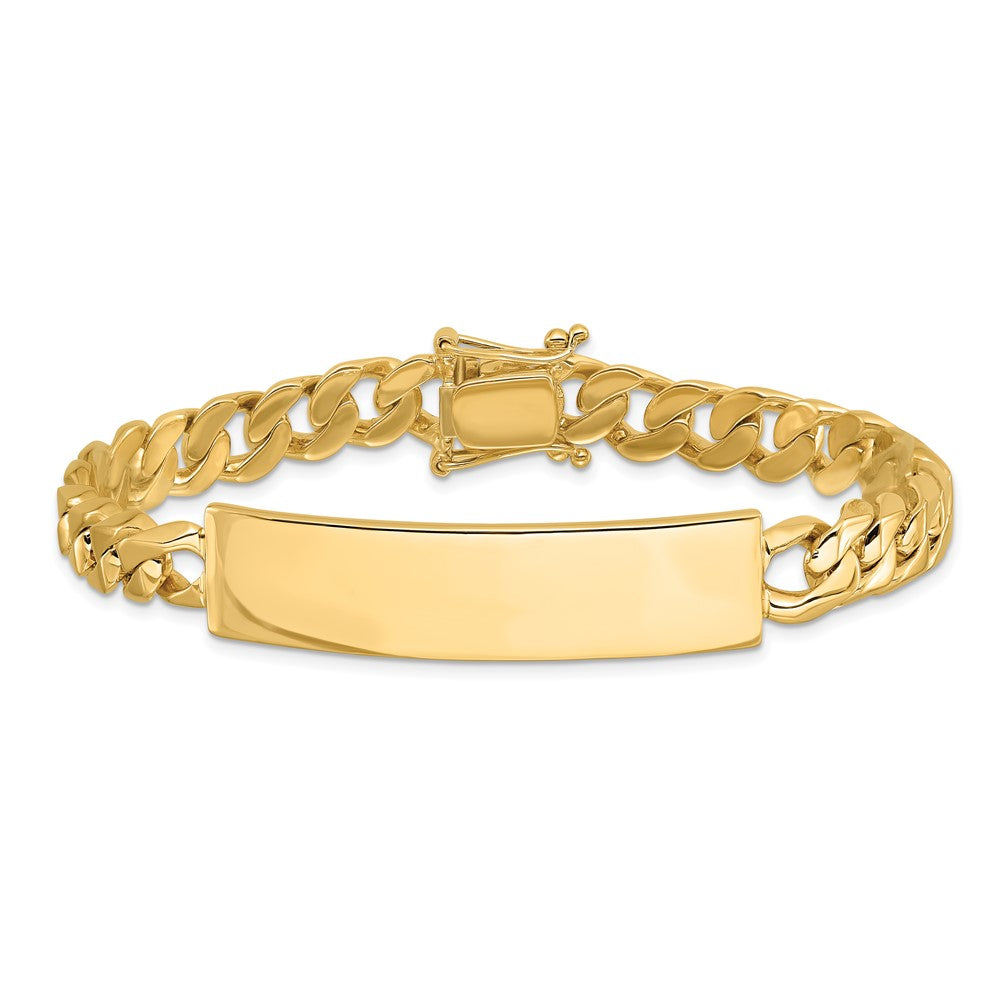 14K Yellow Gold Hand Polished Solid Chain/Solid Plate Curb Link 44X12mm 8 Inch Id Bracelet