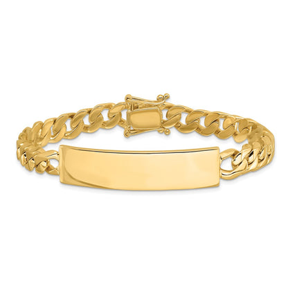 14K Yellow Gold Hand Polished Solid Chain/Solid Plate Curb Link 44X12mm 8 Inch Id Bracelet