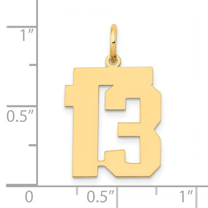 14K Yellow Gold Medium Polished Number 13 Charm