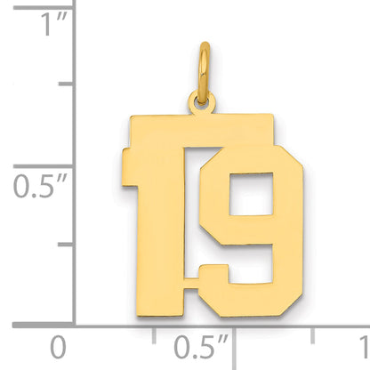 14K Yellow Gold Medium Polished Number 19 Charm