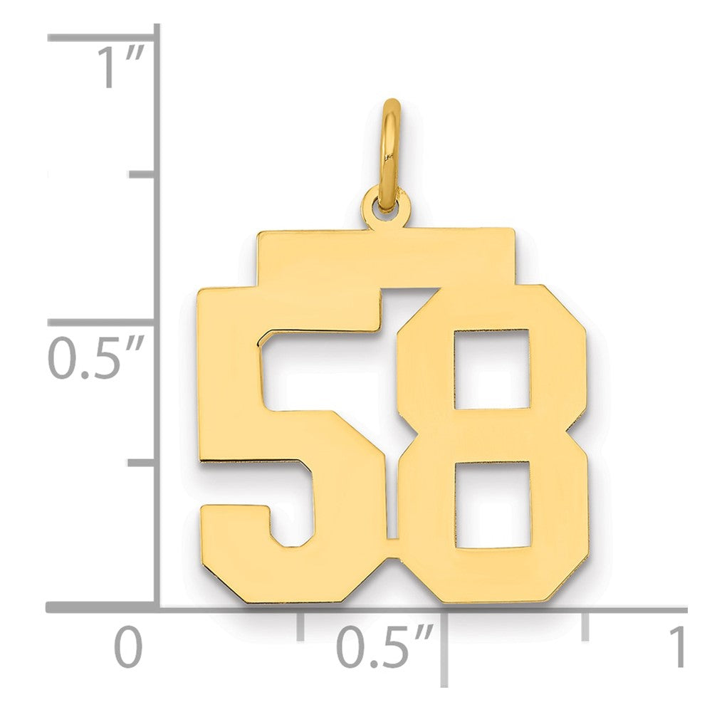 14K Yellow Gold Medium Polished Number 58 Charm