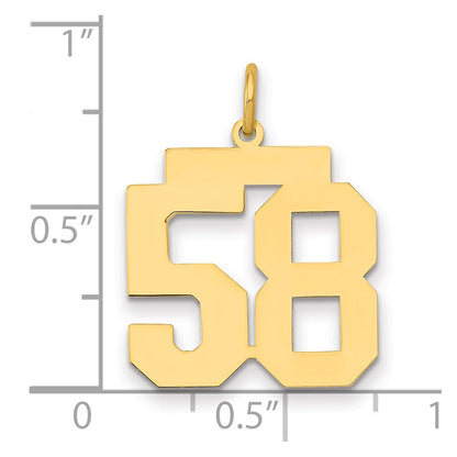 14K Yellow Gold Medium Polished Number 58 Charm