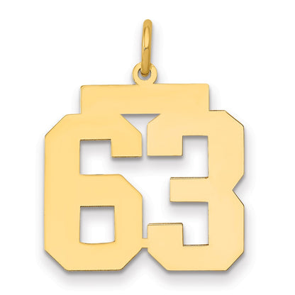 14K Yellow Gold Medium Polished Number 63 Charm
