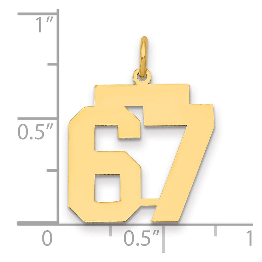 14K Yellow Gold Medium Polished Number 67 Charm