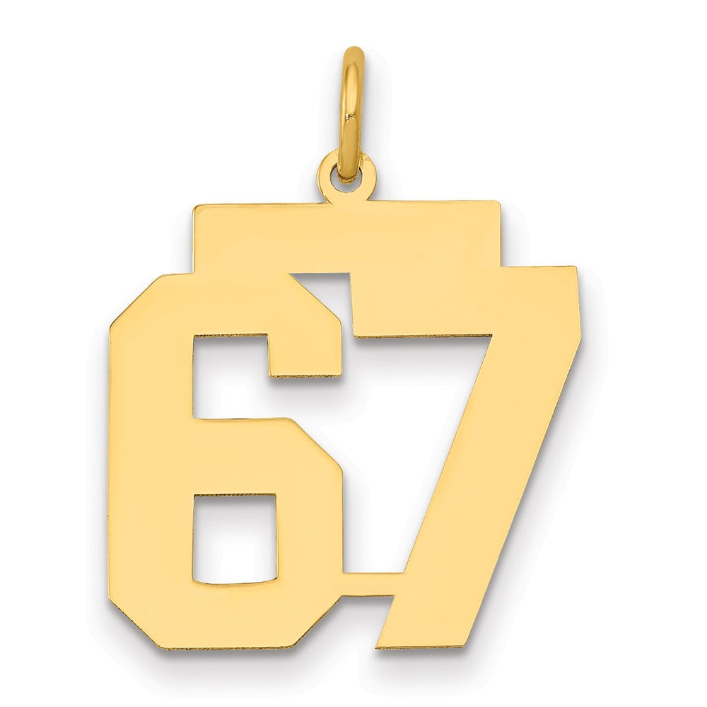 14K Yellow Gold Medium Polished Number 67 Charm