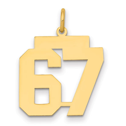 14K Yellow Gold Medium Polished Number 67 Charm