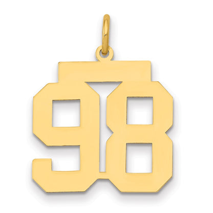 14K Yellow Gold Medium Polished Number 98 Charm