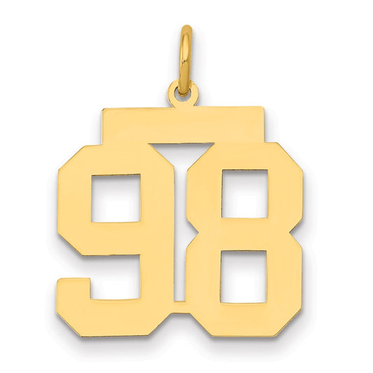 14K Yellow Gold Medium Polished Number 98 Charm