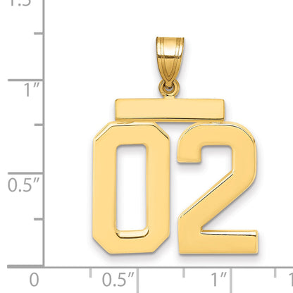 10K Yellow Gold Large Polished Number 02 Charm