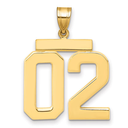 10K Yellow Gold Large Polished Number 02 Charm