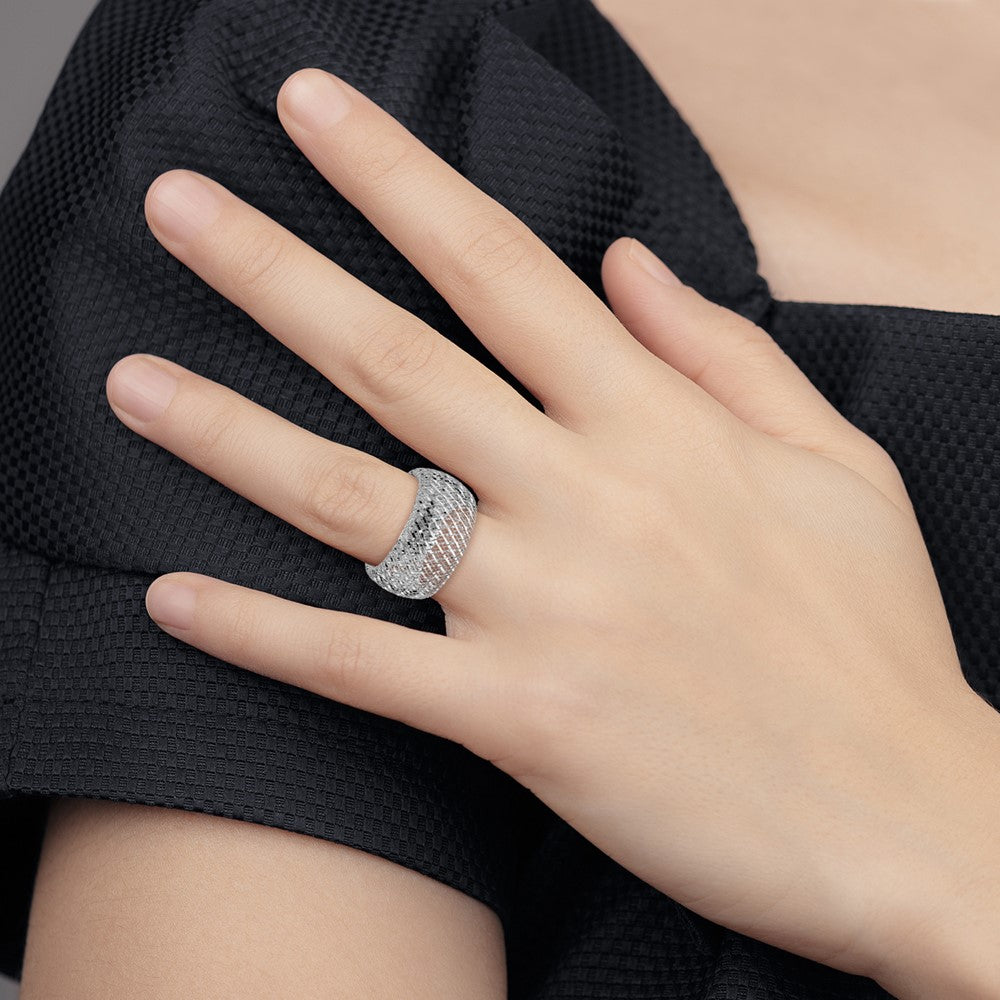 14K Yellow & Rhodium With White Plating Stretch Ring