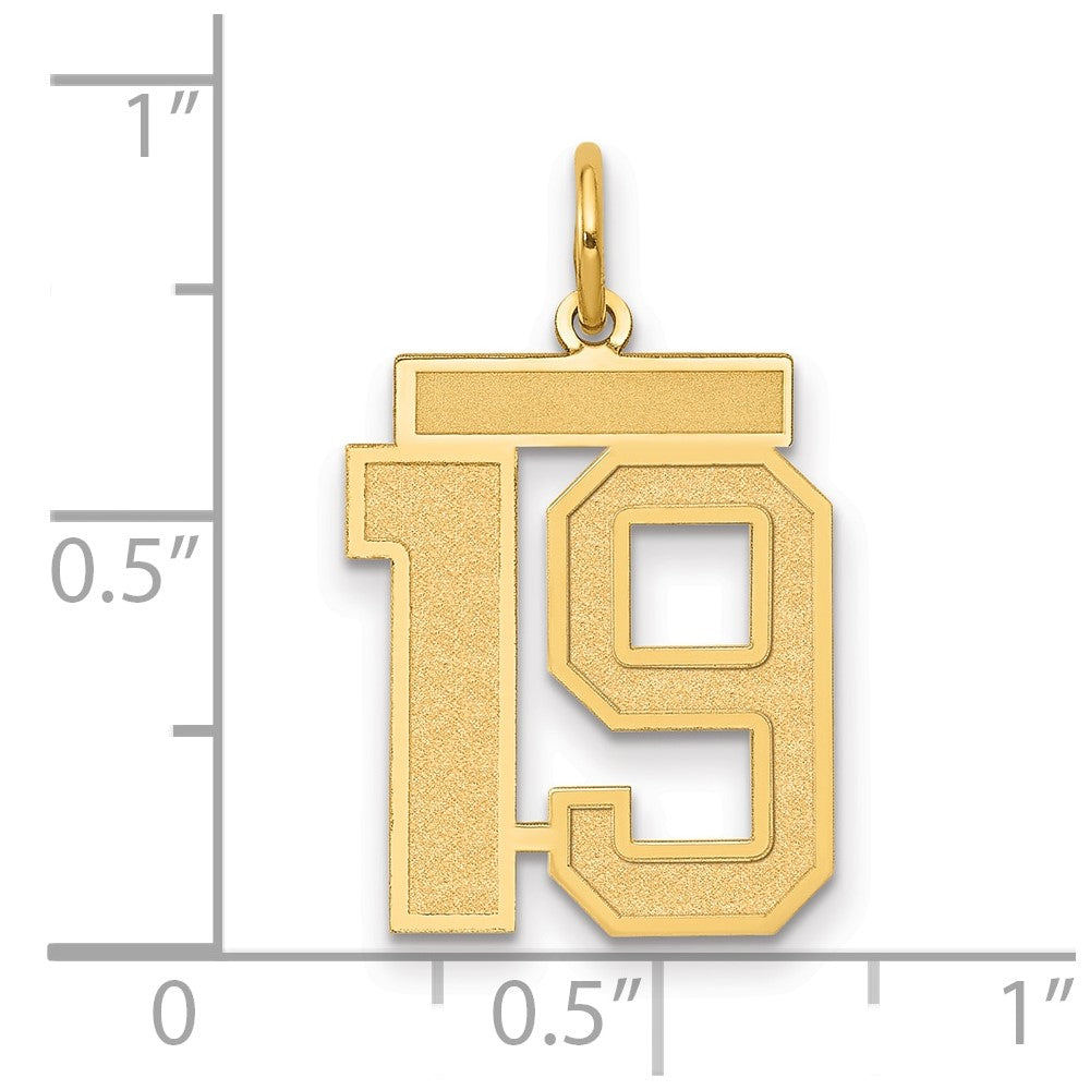 10K Yellow Gold Medium Satin Number 19 Charm