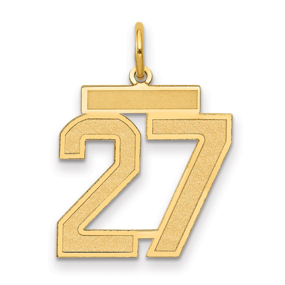 14K Yellow Gold Medium Satin Number 27 Charm