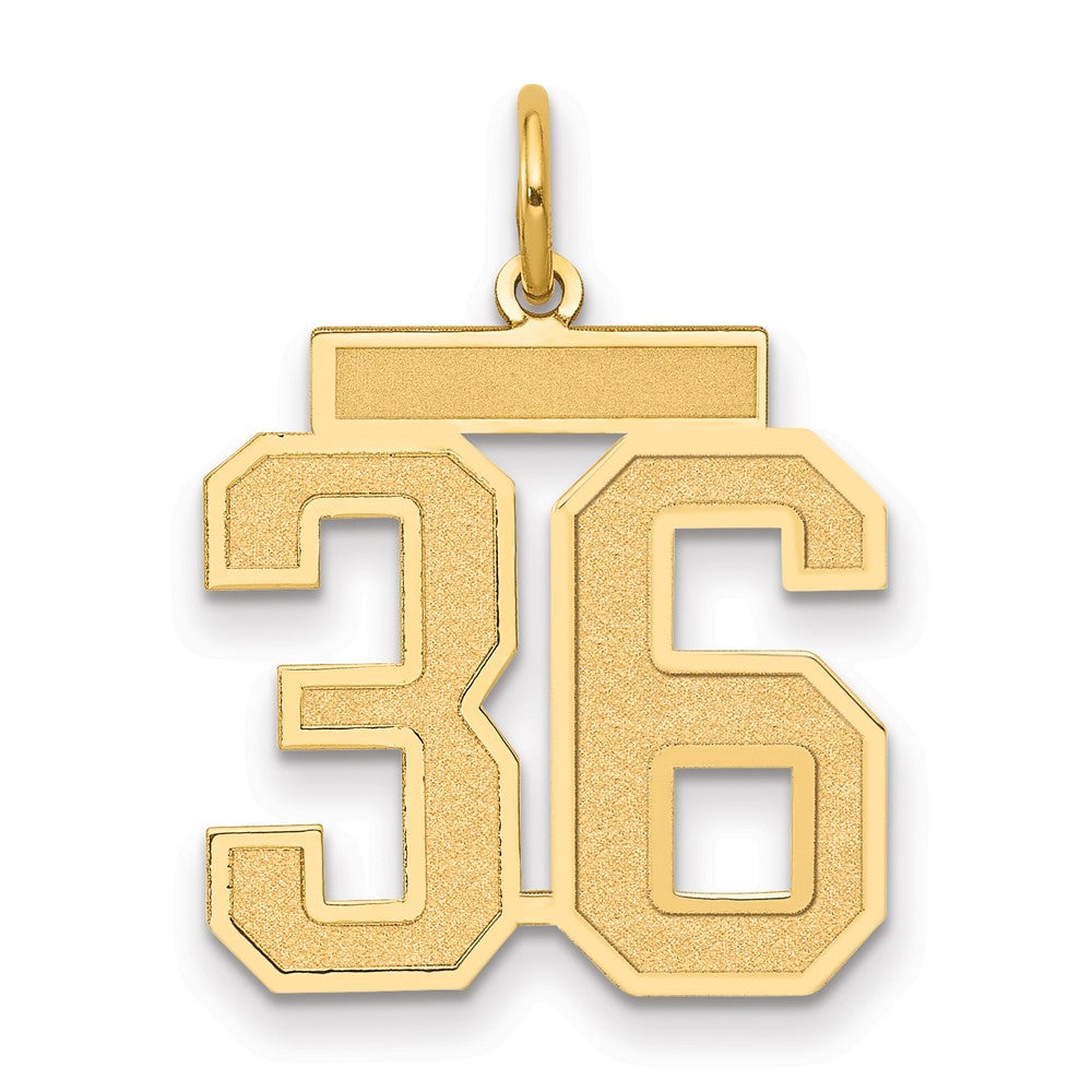 14K Yellow Gold Medium Satin Number 36 Charm